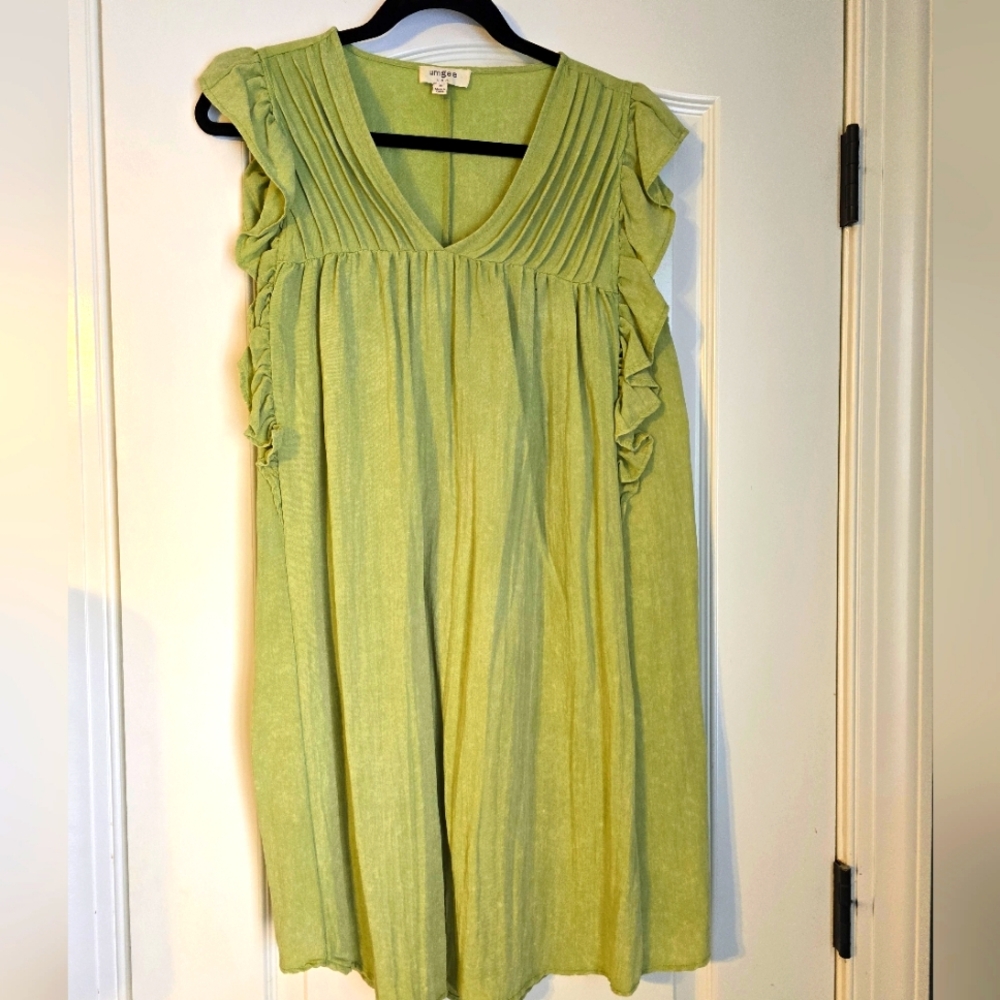Umgee Green Ruffled Dress